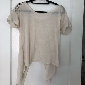 Cross back top with crochet shoulder detailing